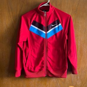 Nike red zip warm-up jacket